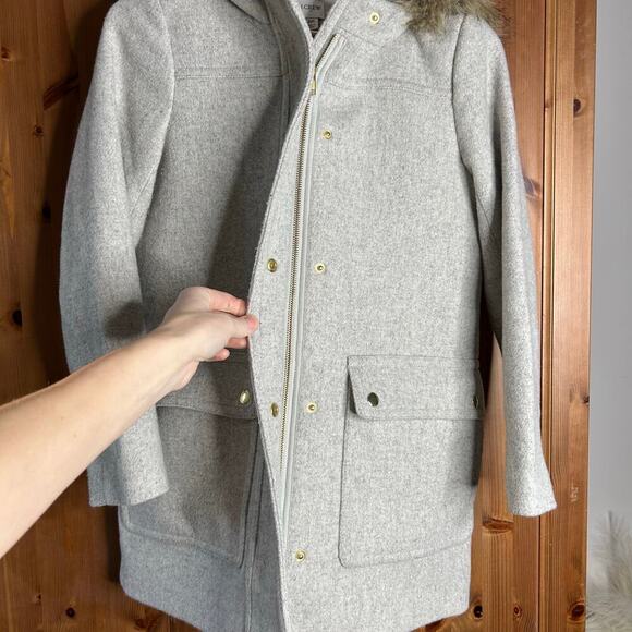 J. Crew Vail Parka Wool Coat Gray - Picture 12 of 15